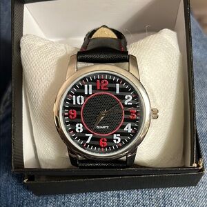 Black and Red numbers , Men's quartz in box. New